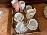 CUPS, SAUCERS, VASES, MUSTACHE CUP