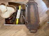 SERVING TRAY, ROLLING PIN, MISC ITEMS