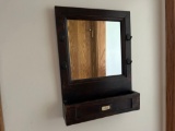 ANTIQUE MAIL HOLDER WITH MIRROR