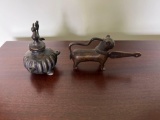 CAST IRON INKWELL AND ANIMAL