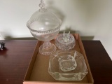 CLEAR GLASS ASHTRAY, CANDY DISH