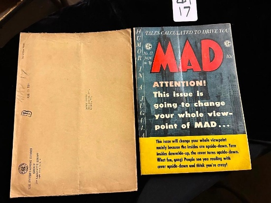 ORIGINAL MAD MAGAZINE VOL 1 NO. 17 NOV. 1954 W/ ENVELOPE - UPSIDE DOWN COVER