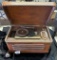 SILVERTONE WOOD CASE RECORD TURN TABLE W/ MICROPHONE