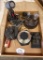 FLAT OF MISC INCLUDING MICROPHONE, HEADSET & ATWATER KENT DETECTOR AMPLIFIER & MORE
