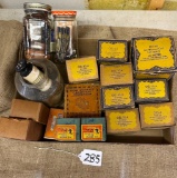 FLAT LOT OF RADIO PARTS, INCLUDING BUD, E.F. JOHNSON CO. AND MORE