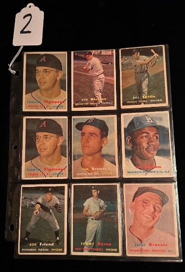 LOT OF 9 1957 BASEBALL CARDS TOPPS