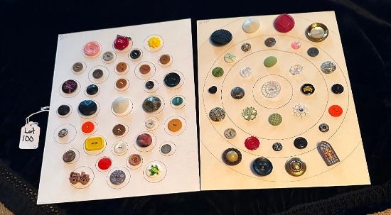 LOT OF 2 - ASS0RTED MATERIAL BUTTON DISPLAY CARDS