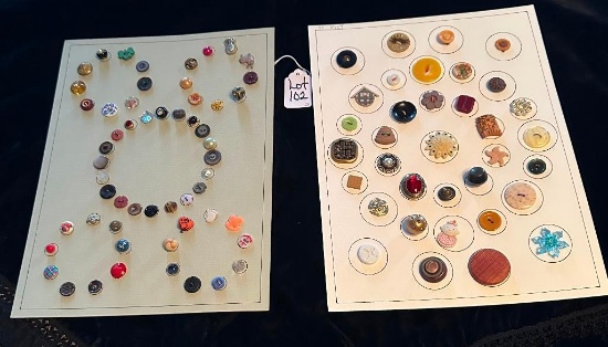 LOT OF 2 - ASSORTED MATERIAL BUTTON DISPLAY CARDS