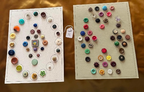 LOT OF 2 - MULTIPLE COLORS VINTAGE BUTTON DISPLAY CARDS