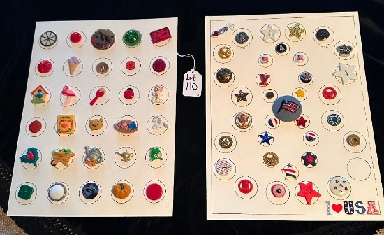 LOT OF 2 - PATRIOTIC & MORE BUTTON DISPLAY CARDS