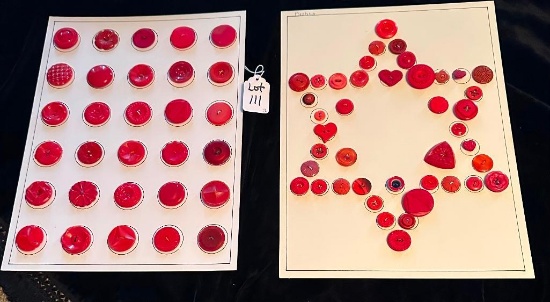 LOT OF 2 - RED PLASTIC& MORE BUTTON DISPLAY CARDS