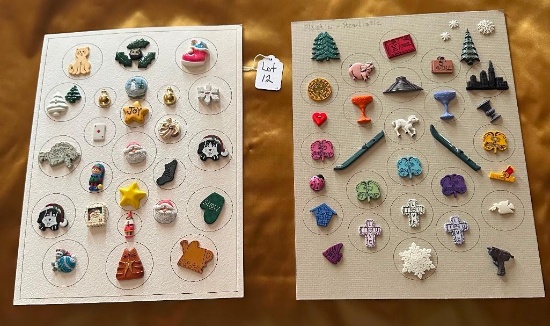 LOT OF 2 - PLASTIC REALISTIC CHRISTMAS & MORE BUTTON DISPLAY CARDS