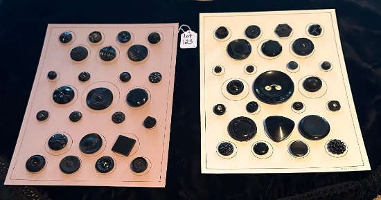 LOT OF 2 - BLACK PLASTIC & MORE BUTTON DISPLAY CARDS