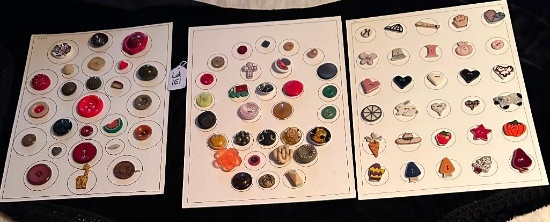 LOT OF 3 - CERAMIC & MORE BUTTON DISPLAY CARDS