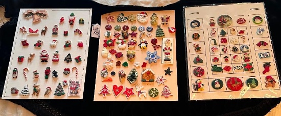 LOT OF 3 - CHRISTMAS BUTTON DISPLAY CARDS