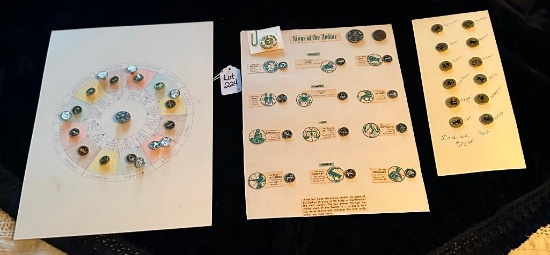 LOT OF 3 - ZODIAC BUTTON DISPLAY CARDS