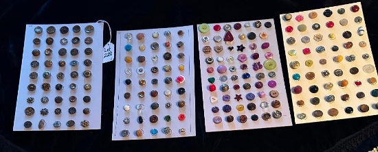 LOT OF 4 - METAL, VINTAGE & MORE BUTTON DISPLAY CARDS