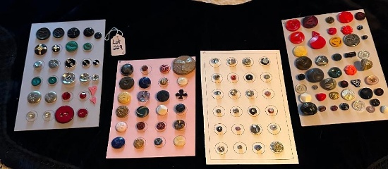 LOT OF 4 - MOTHER/DAUGHTER, TRIPLES, JEWELED BUTTON DISPLAY CARDS