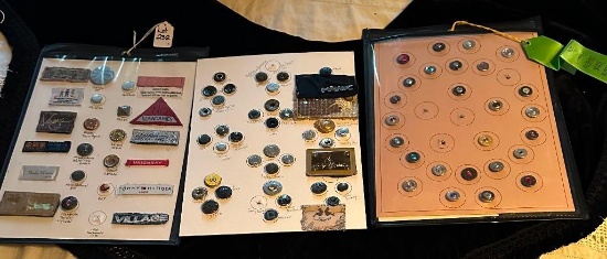LOT OF 3 - RIVET SHANKS BUTTON DISPLAY CARDS W/ PATCHES & RIBBON
