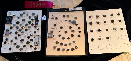 LOT OF 3 - VINTAGE, INDIAN HEAD, KEY, ARROWHEAD & MUCH MORE RIVET SHANKS BUTTON DISPLAY CARDS