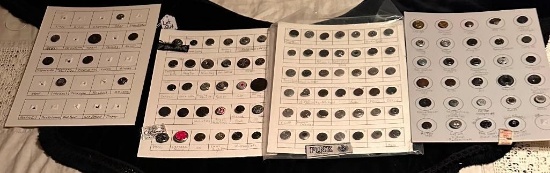 LOT OF 4 - HEARTS & MUCH MORE RIVET SHANKS BUTTON DISPLAY CARDS