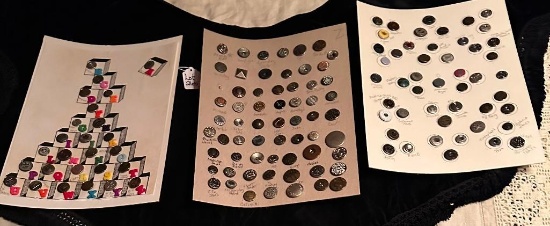 LOT OF 3 - A-Z INCLUDING BUTTONS & MORE RIVET SHANKS BUTTON DISPLAY CARDS
