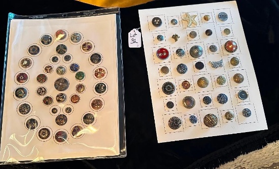 LOT OF 2 - METAL, PAINTED & MORE BUTTON DISPLAY CARDS