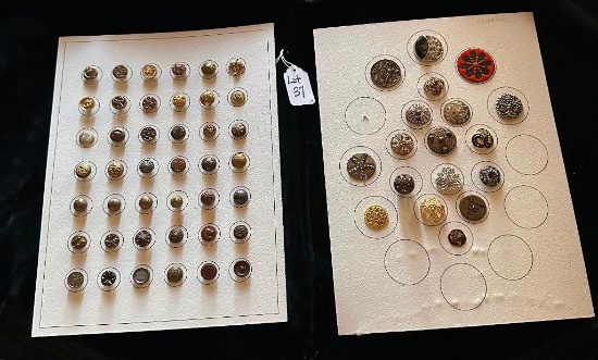 LOT OF 2 - METAL INCLUDING OPENWORK BUTTON DISPLAY CARDS
