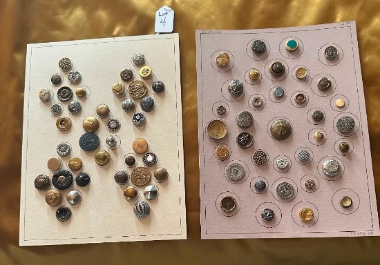 LOT OF 2 - VINTAGE METAL BUTTON DISPLAY CARDS
