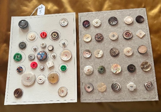 LOT OF 2 - VINTAGE SHELL & MORE BUTTON DISPLAY CARDS