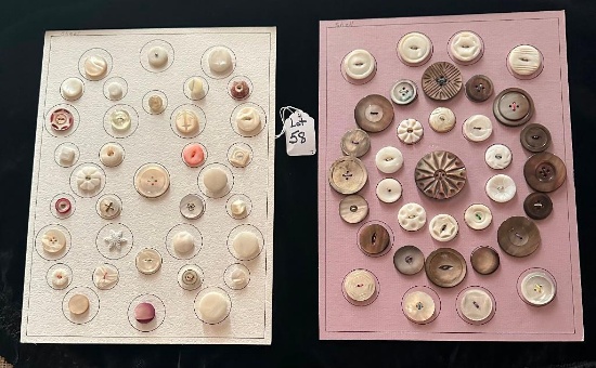 LOT OF 2 - VINTAGE SHELL BUTTON CARD DISPLAYS