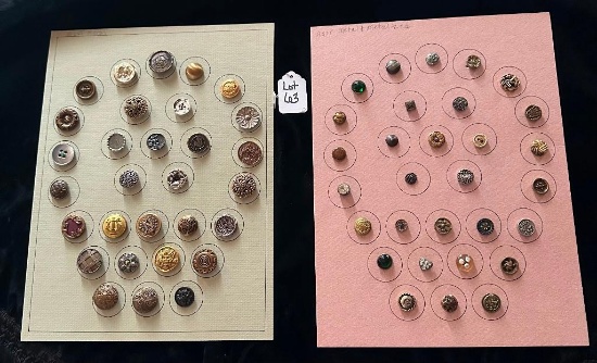 LOT OF 2 - ASSORTED METAL & METALIZED BUTTON DISPLAY CARDS