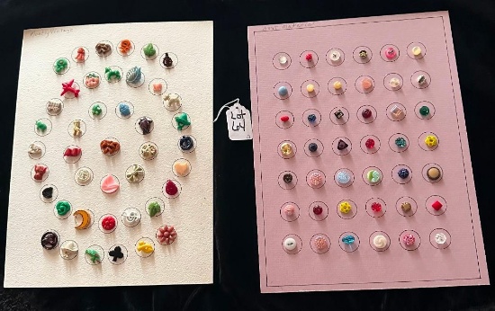LOT OF 2 - VINTAGE & ASSORTED MATERIAL BUTTON CARD DISPLAYS