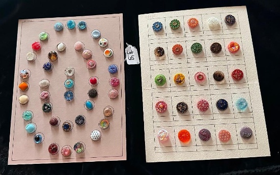 LOT OF 2 - GLASS BUTTON DISPLAY CARDS