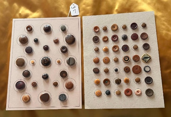 LOT OF 2 - VINTAGE SHADES OF BROWN & MORE BUTTON DISPLAY CARDS