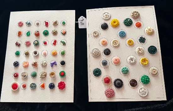 LOT OF 2 - VINTAGE PLASTIC & PIERCED BUTTON DISPLAY CARDS