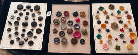 LOT OF 3 - BLACK SYNTHETIC & MORE BUTTON DISPLAY CARDS