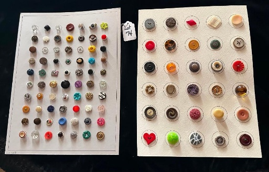 LOT OF 2 - ASSORTED MATERIAL BUTTON DISPLAY CARDS