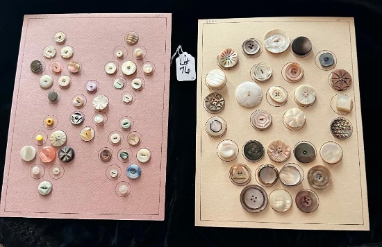 LOT OF 2 - SHELL BUTTON DISPLAY CARDS