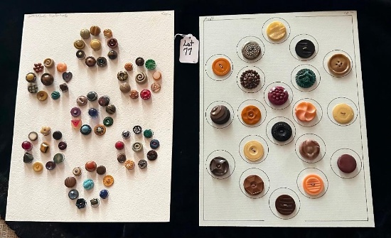 LOT OF 2 - ASSORTED MATERIAL BUTTON DISPLAY CARDS