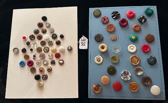LOT OF 2 - ASSORTED MATERIAL BUTTON DISPLAY CARDS