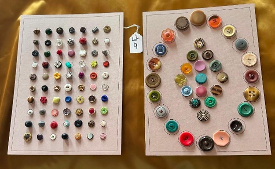 LOT OF 2 - MULTIPLE COLORS VINTAGE BUTTON DISPLAY CARDS