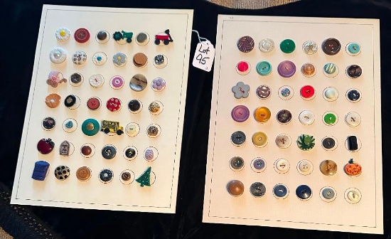 LOT OF 2 - ASSORTED MATERIAL BUTTON DISPLAY CARDS