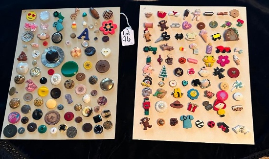 LOT OF 2 - ASSORTED MATERIAL BUTTON DISPLAY CARDS