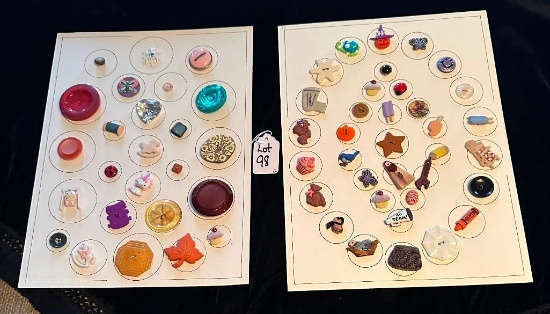 LOT OF 2 - ASSORTED MATERIAL BUTTON DISPLAY CARDS
