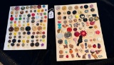 LOT OF 2 ASSORTED MATERIAL BUTTON CARD DISPLAYS