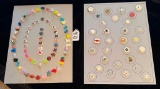 LOT OF 2 - ASSORTED MATERIAL BUTTON CARD DISPLAYS
