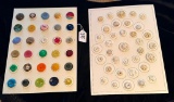 LOT OF 2 - VINTAGE WHITE & ASSORTED COLORS BUTTON DISPLAY CARDS