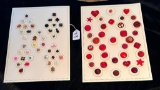 LOT OF 2 ASSORTED MATERIAL & COLORS BUTTON DISPLAY CARDS