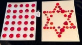 LOT OF 2 - RED PLASTIC& MORE BUTTON DISPLAY CARDS